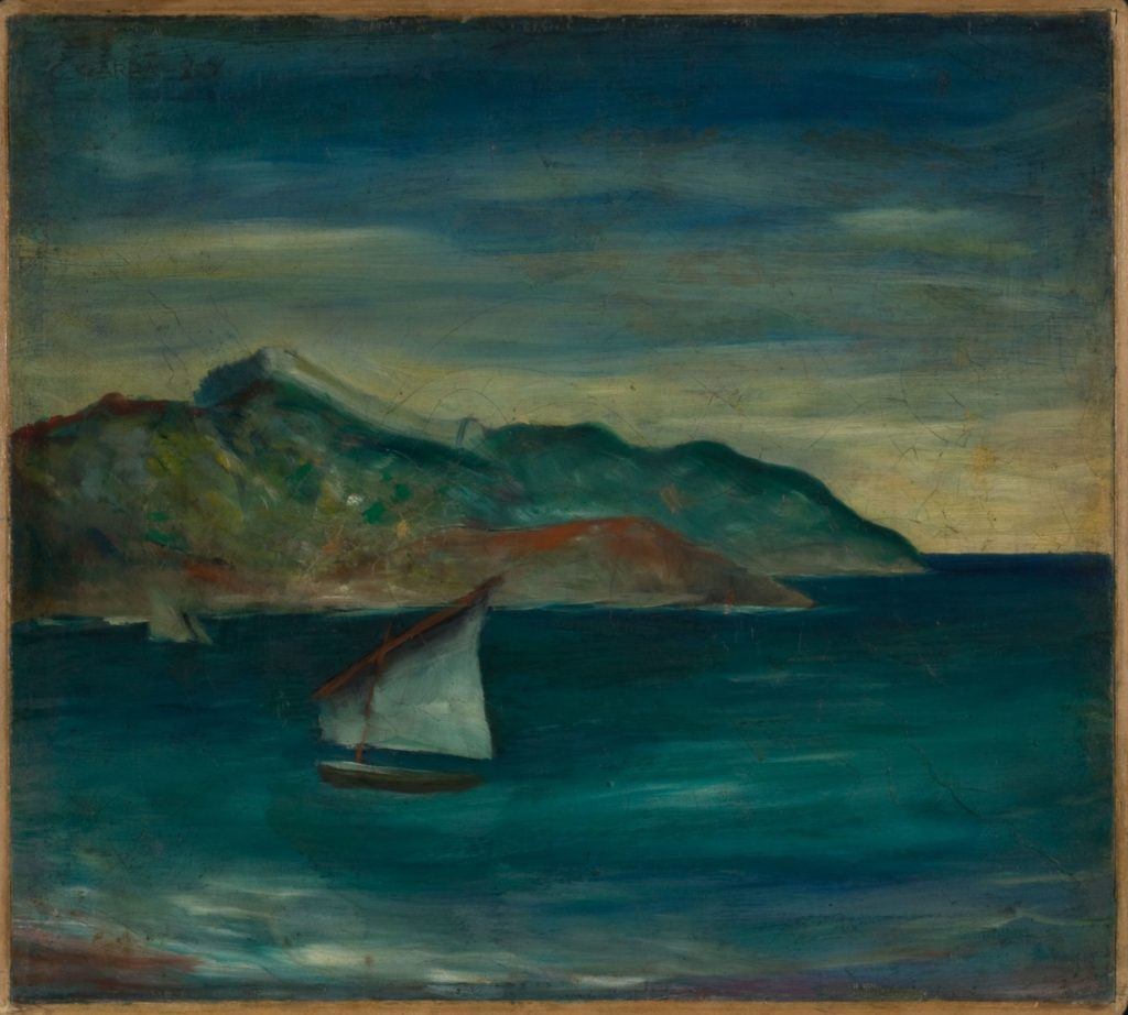 Carlo Carrà, Marina a Moneglia, 1921, olio su tela - Mostra Stanze d’artista Galleria d’Arte Moderna di Roma
